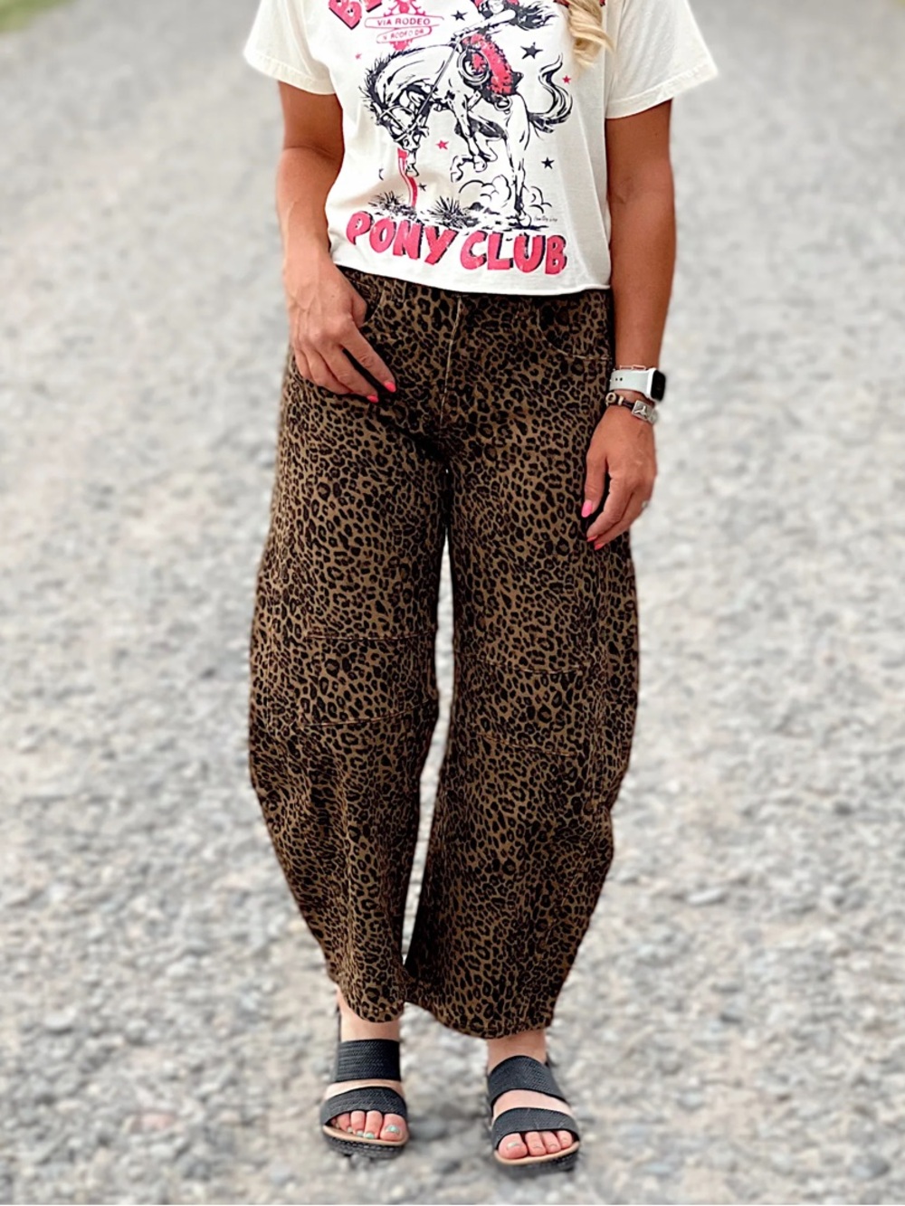 Leopard Print barrel jeans - Brown